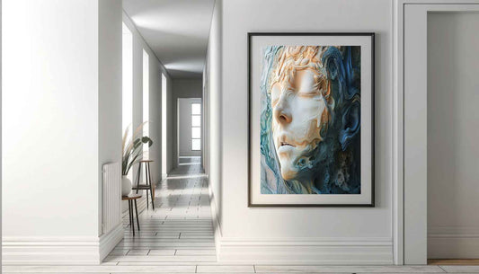 Submerged Dreamscape Face in Oceanic Textures