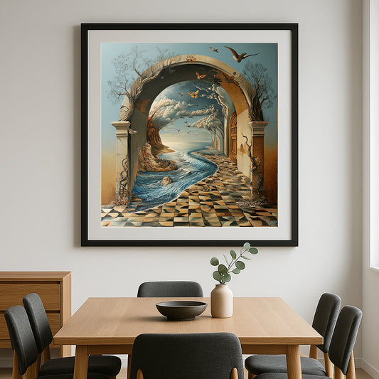 Portal to the Infinite: Surreal Seaside Archway Art Print